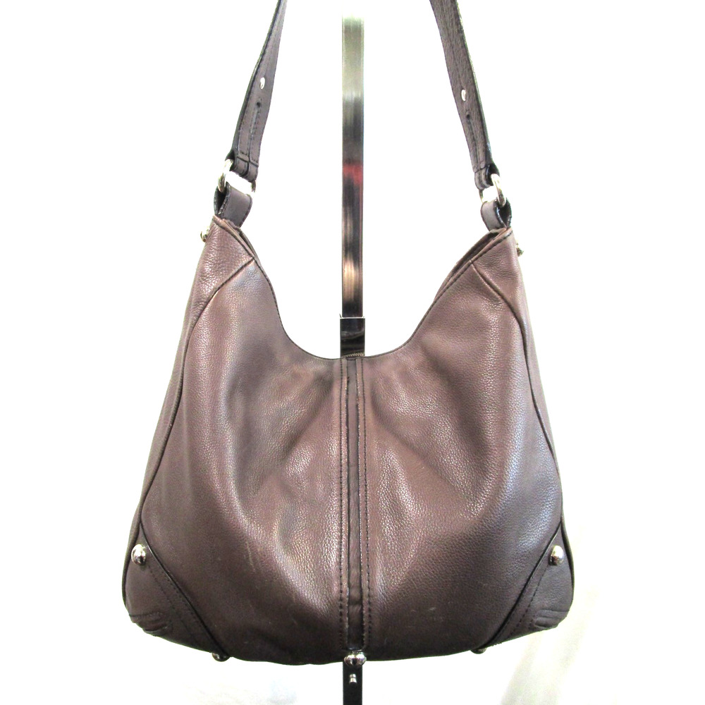 Perlina Large Brown Leather Hobo Shoulder Bag